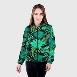 Куртка с капюшоном женская Tropical pattern, цвет: 3D-черный — фото 2