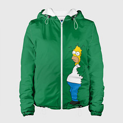 Куртка с капюшоном женская Гомер в кустах, цвет: 3D-белый