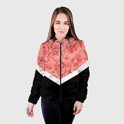 Куртка с капюшоном женская Розовые розы, цвет: 3D-черный — фото 2