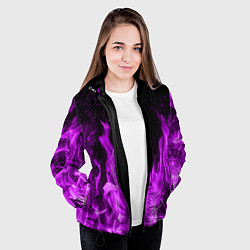 Куртка с капюшоном женская Фиолетовый огонь, цвет: 3D-черный — фото 2
