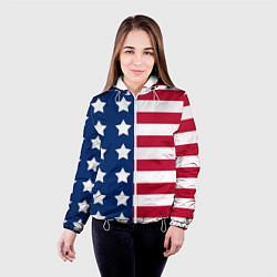 Куртка с капюшоном женская USA Flag, цвет: 3D-белый — фото 2