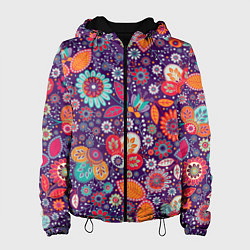 Куртка с капюшоном женская Цветочный взрыв, цвет: 3D-черный