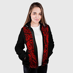 Куртка с капюшоном женская Унисекс / Красные розы, цвет: 3D-черный — фото 2