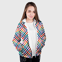 Куртка с капюшоном женская Клетчатый узор, цвет: 3D-белый — фото 2