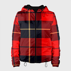 Куртка с капюшоном женская Клетка, цвет: 3D-черный