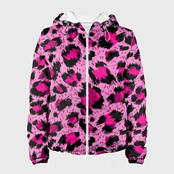 Куртка с капюшоном женская Розовый леопард, цвет: 3D-белый