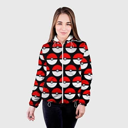 Куртка с капюшоном женская Pokeball Pattern, цвет: 3D-белый — фото 2