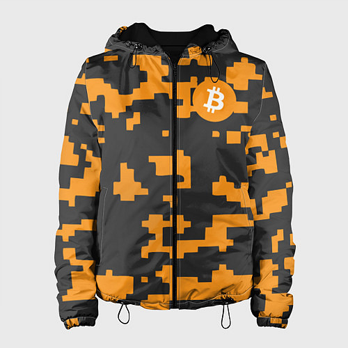 Женская куртка Bitcoin: Orange Camo / 3D-Черный – фото 1