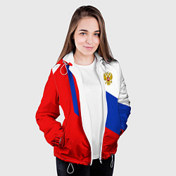 Куртка с капюшоном женская Russia: Geometry Tricolor, цвет: 3D-белый — фото 2