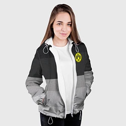 Куртка с капюшоном женская ФК Боруссия: Серый стиль, цвет: 3D-белый — фото 2