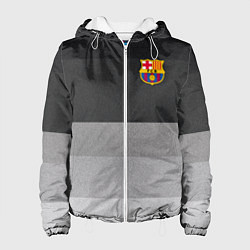Куртка с капюшоном женская ФК Барселона: Серый стиль, цвет: 3D-белый