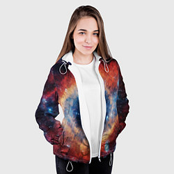 Куртка с капюшоном женская Взрыв к космосе, цвет: 3D-белый — фото 2