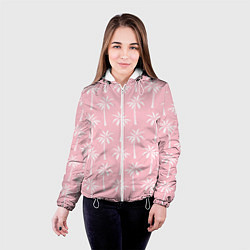 Куртка с капюшоном женская Розовые тропики, цвет: 3D-белый — фото 2