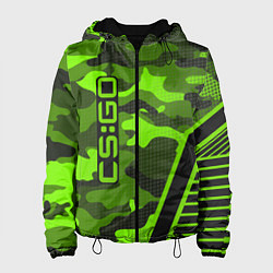 Куртка с капюшоном женская CS:GO Light Green Camo, цвет: 3D-черный