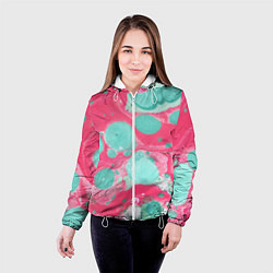 Куртка с капюшоном женская Watercolor: Pink & Turquoise, цвет: 3D-белый — фото 2