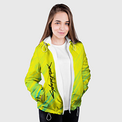 Куртка с капюшоном женская Cyberpunk 2077: Yellow, цвет: 3D-белый — фото 2
