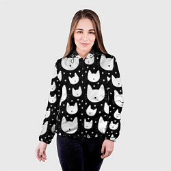 Куртка с капюшоном женская Love Cats Pattern, цвет: 3D-черный — фото 2