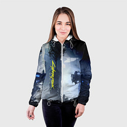 Куртка с капюшоном женская Cyberpunk 2077, цвет: 3D-белый — фото 2