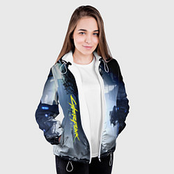 Куртка с капюшоном женская Cyberpunk 2077, цвет: 3D-белый — фото 2