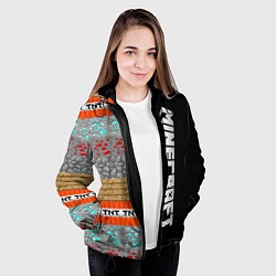 Куртка с капюшоном женская Minecraft Blocks, цвет: 3D-черный — фото 2