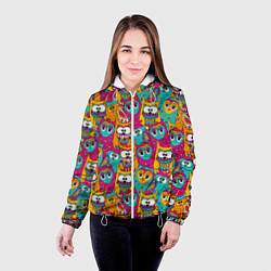Куртка с капюшоном женская Совы разноцветные, цвет: 3D-белый — фото 2