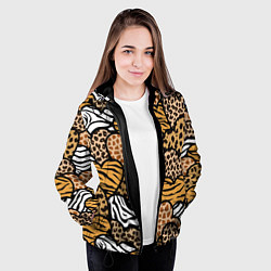 Куртка с капюшоном женская Сердца из шкур африканских животных, цвет: 3D-черный — фото 2