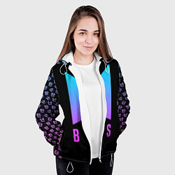 Куртка с капюшоном женская BTS: Neon Night, цвет: 3D-белый — фото 2