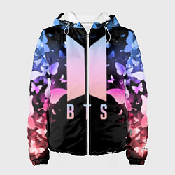 Куртка с капюшоном женская BTS: Black Butterflies, цвет: 3D-белый