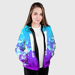 Куртка с капюшоном женская BTS: Violet Butterflies, цвет: 3D-черный — фото 2