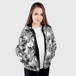 Куртка с капюшоном женская Белые лошади - паттерн, цвет: 3D-черный — фото 2
