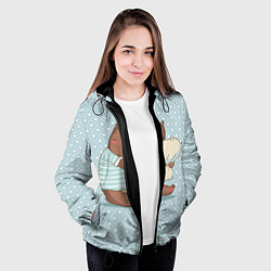 Куртка с капюшоном женская Сонный мишка с подушкой, цвет: 3D-черный — фото 2