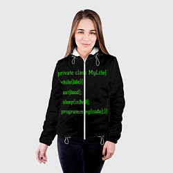 Куртка с капюшоном женская Жизнь программиста, цвет: 3D-белый — фото 2