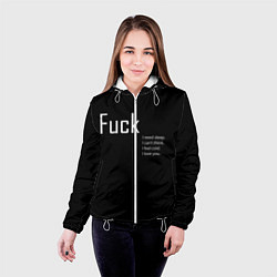 Куртка с капюшоном женская Fuck, цвет: 3D-белый — фото 2