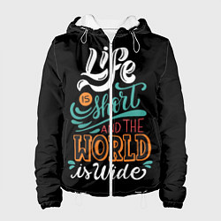 Куртка с капюшоном женская Жизнь коротка, а мир безумен, цвет: 3D-белый