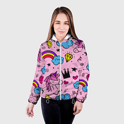Куртка с капюшоном женская Единороги, цвет: 3D-белый — фото 2
