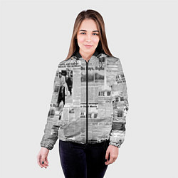 Куртка с капюшоном женская Газета Newspaper, цвет: 3D-черный — фото 2