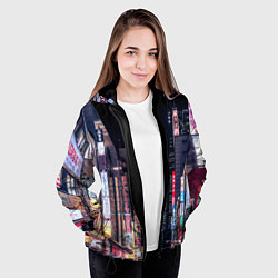 Куртка с капюшоном женская Ночной Токио, цвет: 3D-черный — фото 2
