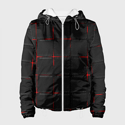 Куртка с капюшоном женская 3D Плиты Red & Black, цвет: 3D-белый