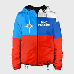 Куртка с капюшоном женская Флаг МЧС России, цвет: 3D-черный