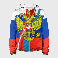 Куртка с капюшоном женская Герб России, цвет: 3D-белый