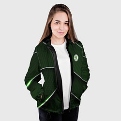 Куртка с капюшоном женская Шкода мини логотип, цвет: 3D-черный — фото 2