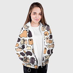 Куртка с капюшоном женская Милые мопсы, цвет: 3D-белый — фото 2