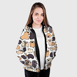 Куртка с капюшоном женская Милые мопсы, цвет: 3D-черный — фото 2
