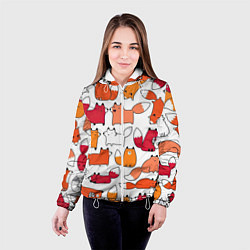 Куртка с капюшоном женская Милые лисы, цвет: 3D-белый — фото 2