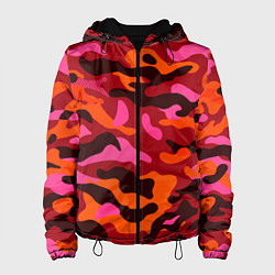 Куртка с капюшоном женская CAMOUFLAGE RED, цвет: 3D-черный