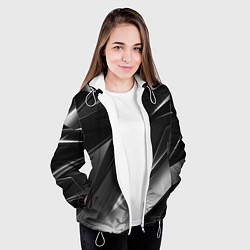 Куртка с капюшоном женская GEOMETRY STRIPES BLACK & WHITE, цвет: 3D-белый — фото 2