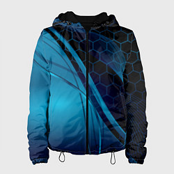 Куртка с капюшоном женская ABSTRACT BLUE, цвет: 3D-черный