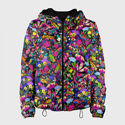 Куртка с капюшоном женская Мистические цветы, цвет: 3D-черный