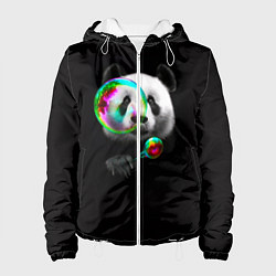 Куртка с капюшоном женская Панда и мыльный пузырь, цвет: 3D-белый