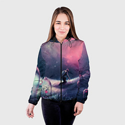Куртка с капюшоном женская Герой защищающий розы куполом, цвет: 3D-черный — фото 2
